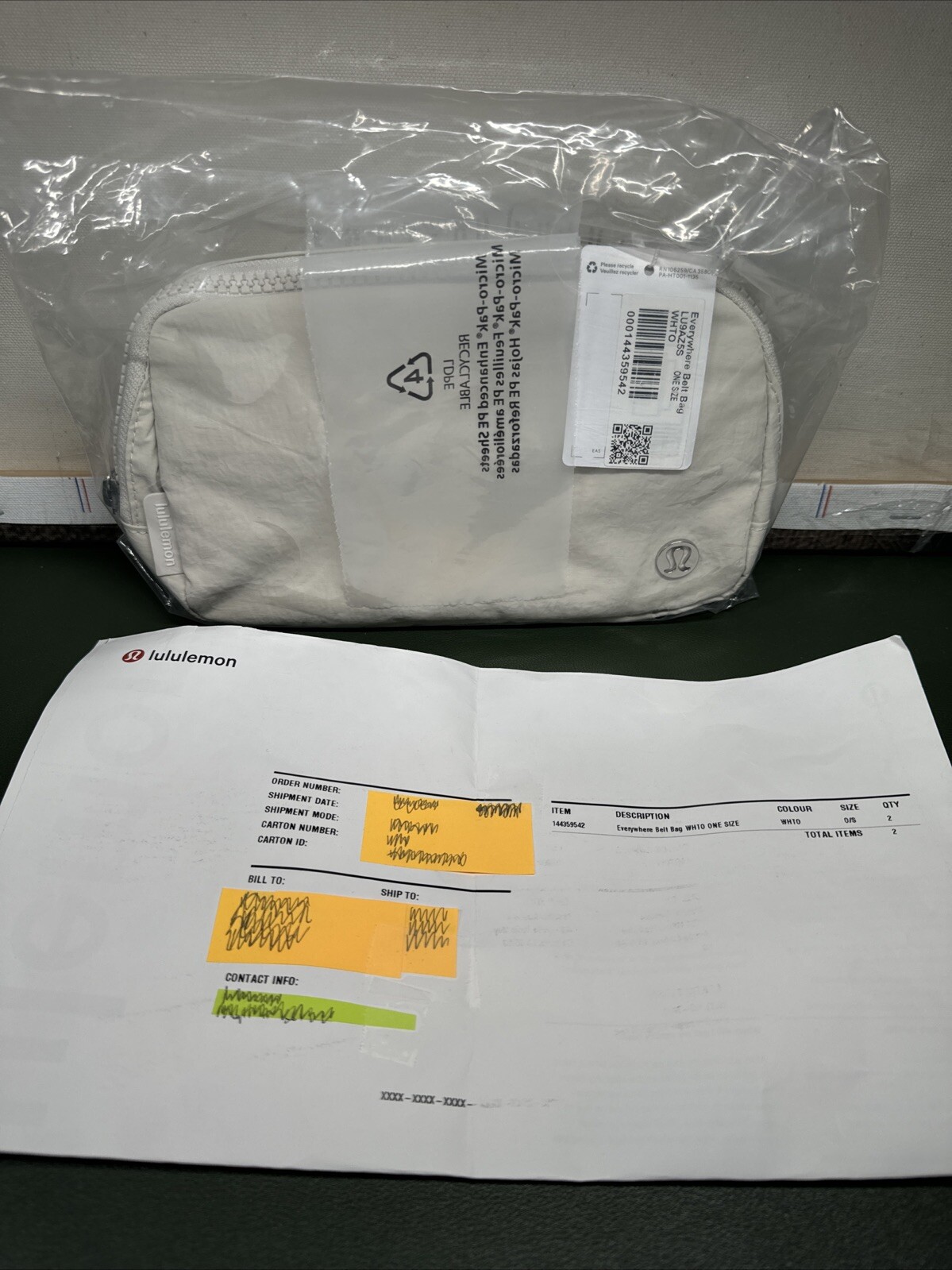 NWT LULULEMON EVERYWHERE BELT BAG – WHITE OPAL