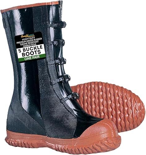 Heavy Duty Premium Grade Ozone Resistant Cotton Lined 5-Buckle Boots 1 Pair