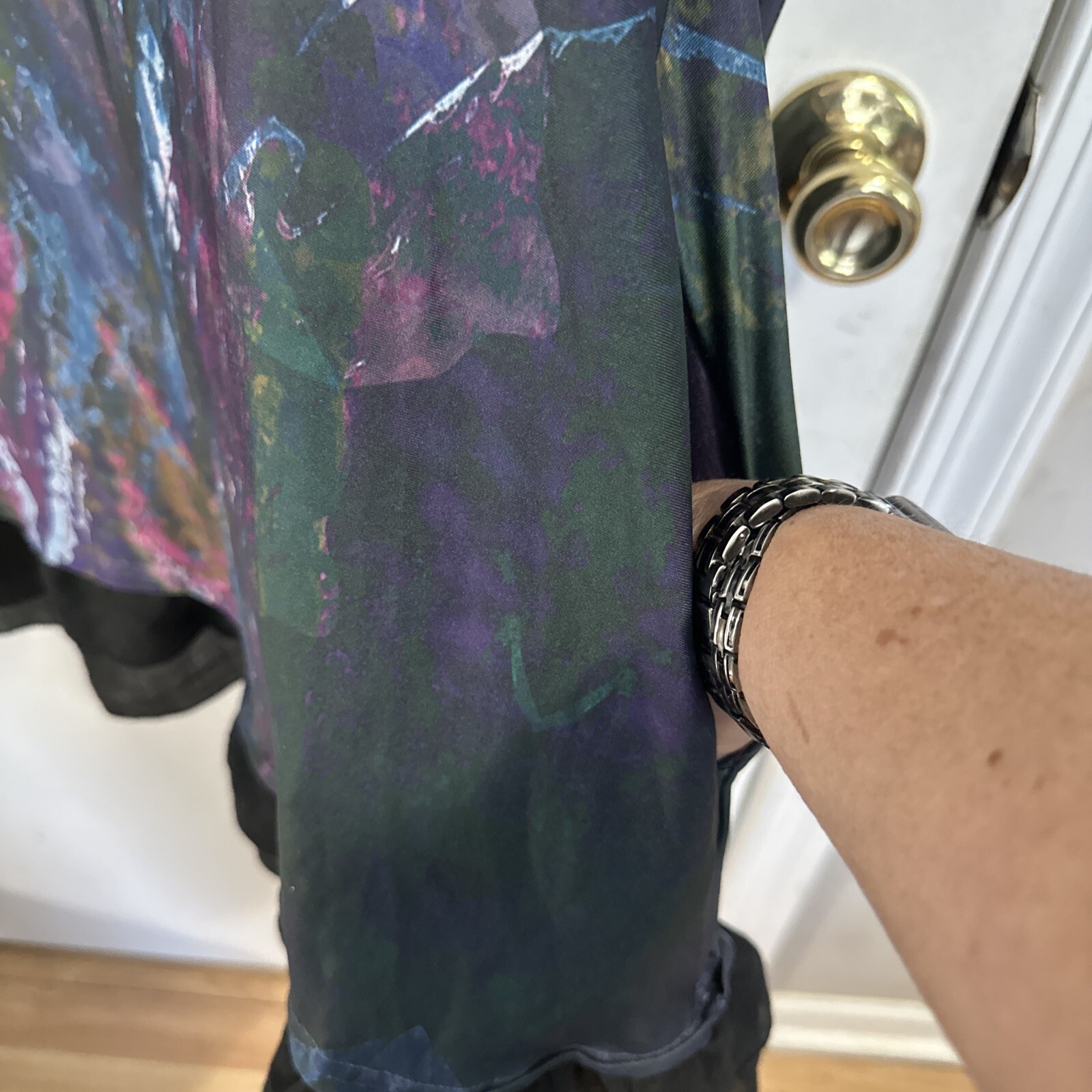 Simply Aster 2X Polyester Spandex Multicolor Tunic Long Sleeve Pockets