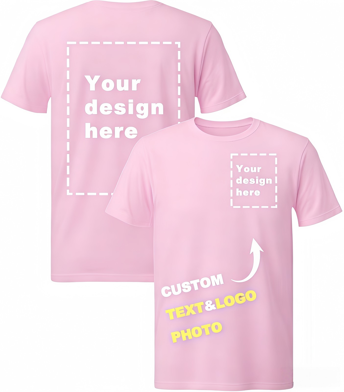 Custom T-Shirts: Print Your Photo/Logo Front & Back, Unisex Personalized Tee