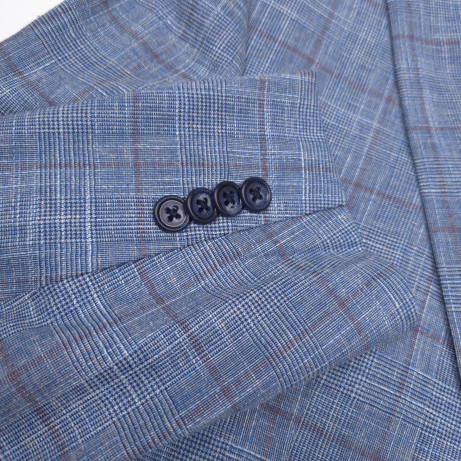 John Varvatos Bond-JF Sport Coat Mens 46R Slim Light Blue Plaid Blazer Jacket