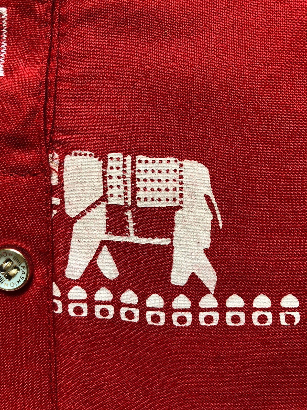 KURTI Kurta Kameez INDIA-NEW-SZ 44-RED ELEPHANTS TASSLES / BUTTONS -USA SELLER