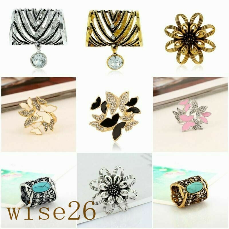 Women Scarf Buckle Ring Clip Brooch Vintage Holder Flower Silk Scarves Jewelry