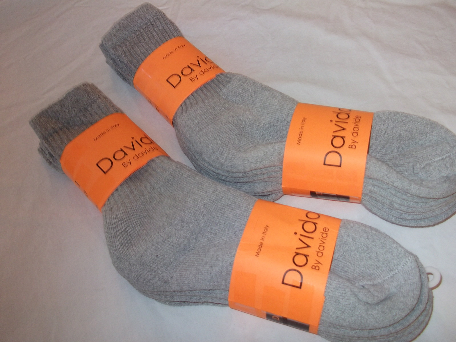 Davido Mens socks crew casual made in Italy 100% cotton 6 pack black