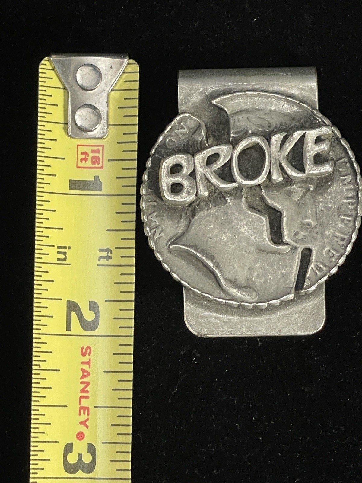 BROKE Coin Design Silver Color Vintage Novelty Money Clip Bill Holder