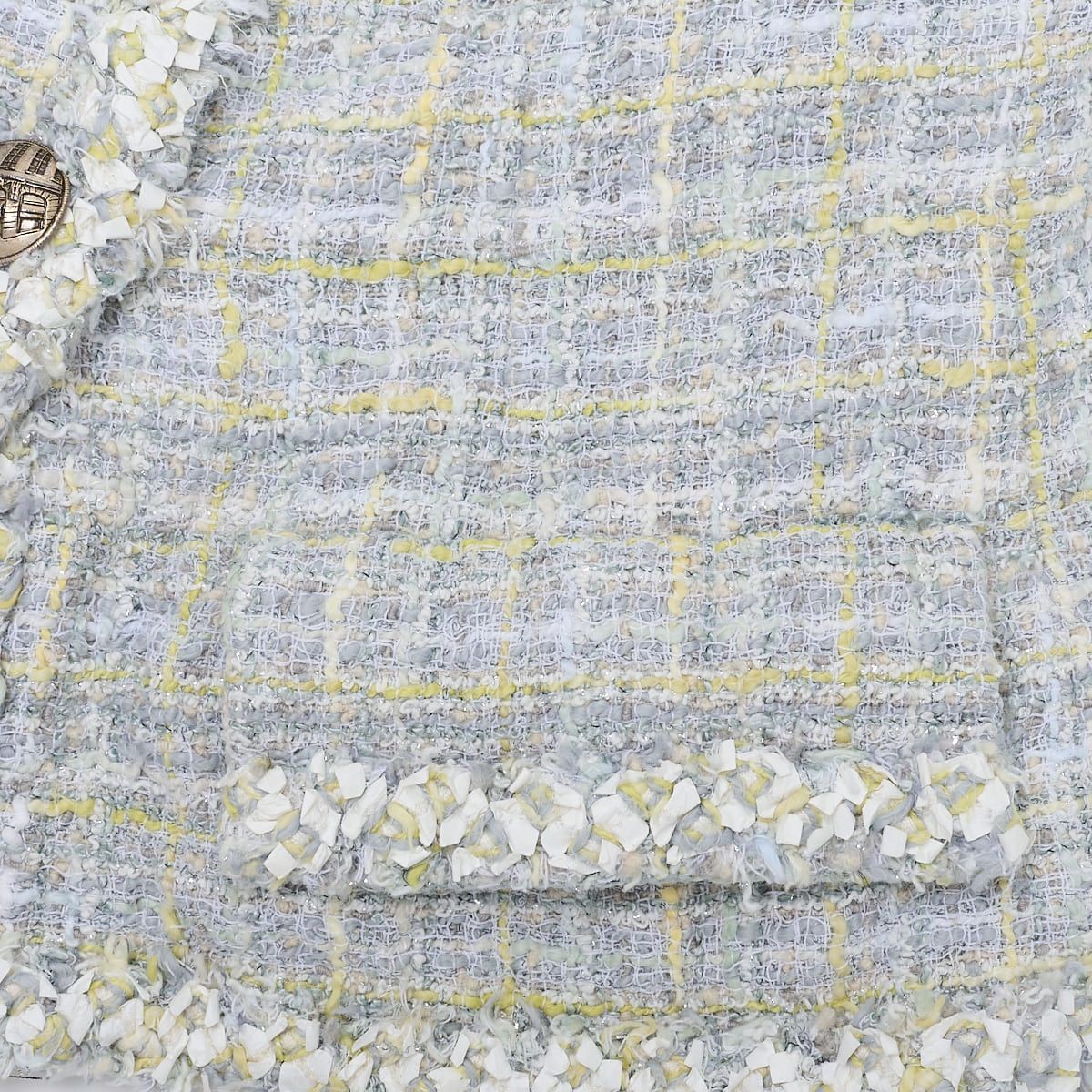 [Returns accepted] CHANEL Coco Button Tweed Collarless Jacket Outerwear 34 Blue