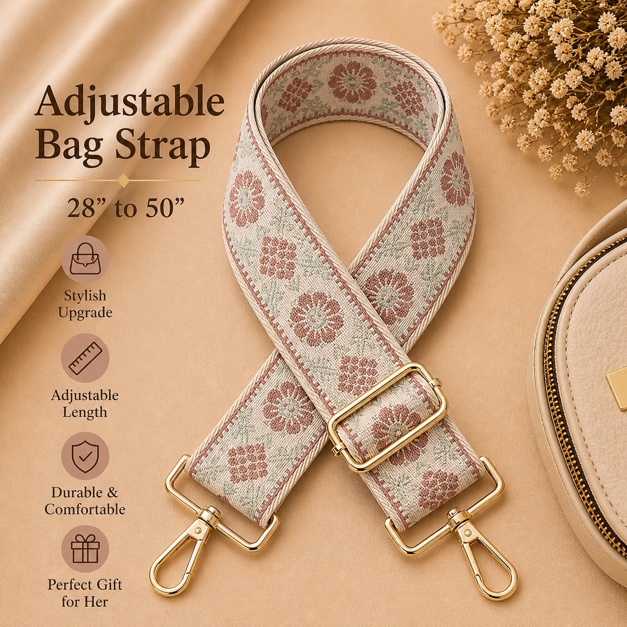 Purse Strap Replacement Crossbody Adjustable Woven Bag Strap