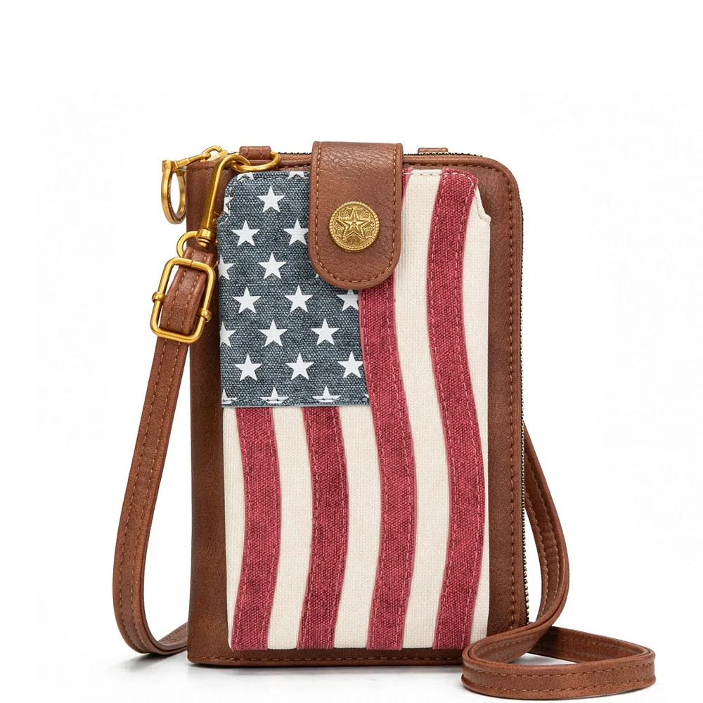 Montana West American Flag RFID Crossbody Phone Wallet