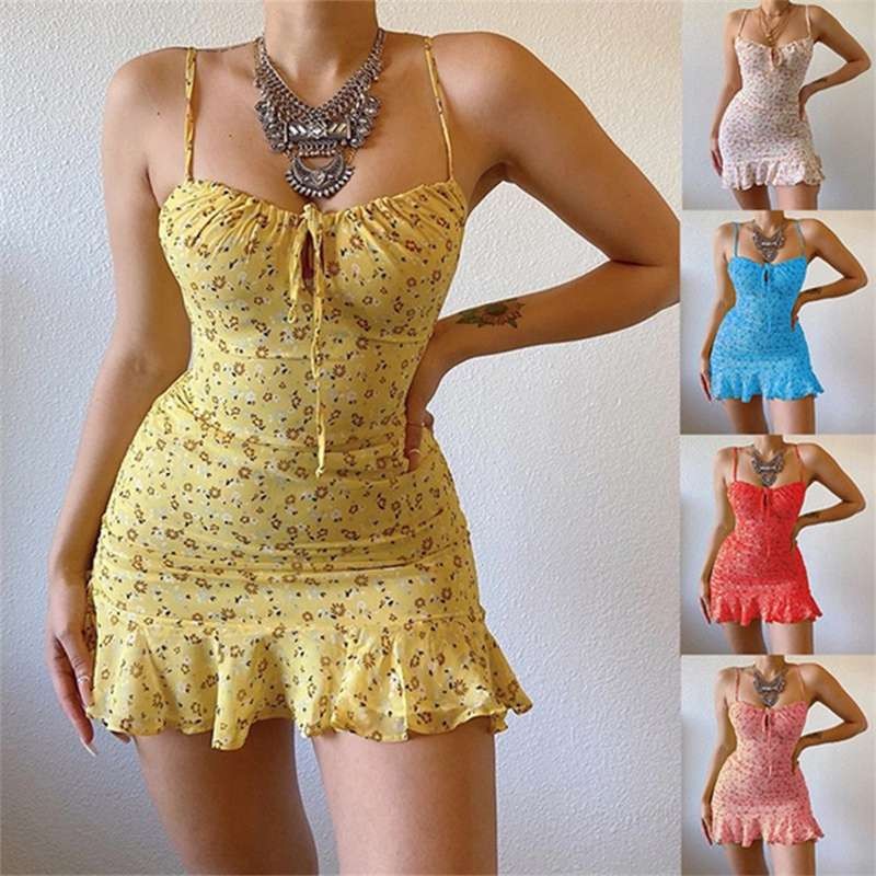 Women’s Dress New Dress Floral Strap Chest Hollow Sexy Fashion Clothing