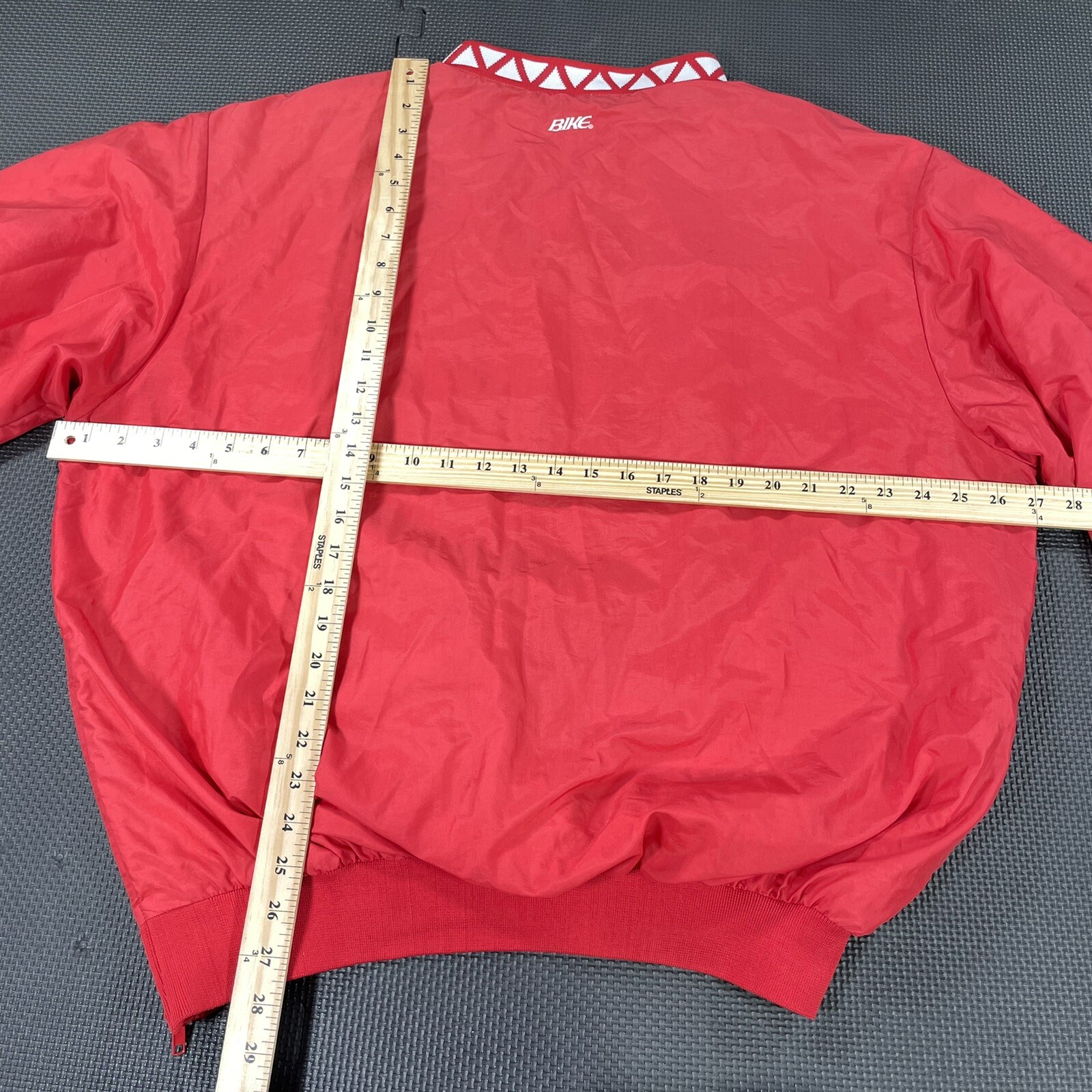 Vintage 80s 90s BIKE Pullover Jacket Large Red River Embroidered Spellout