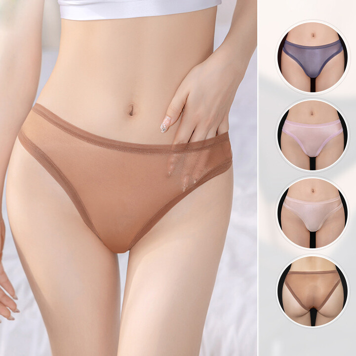 4 Pack Lot Women Sheer See-through Briefs Panties Underwear High Cut Lingeries