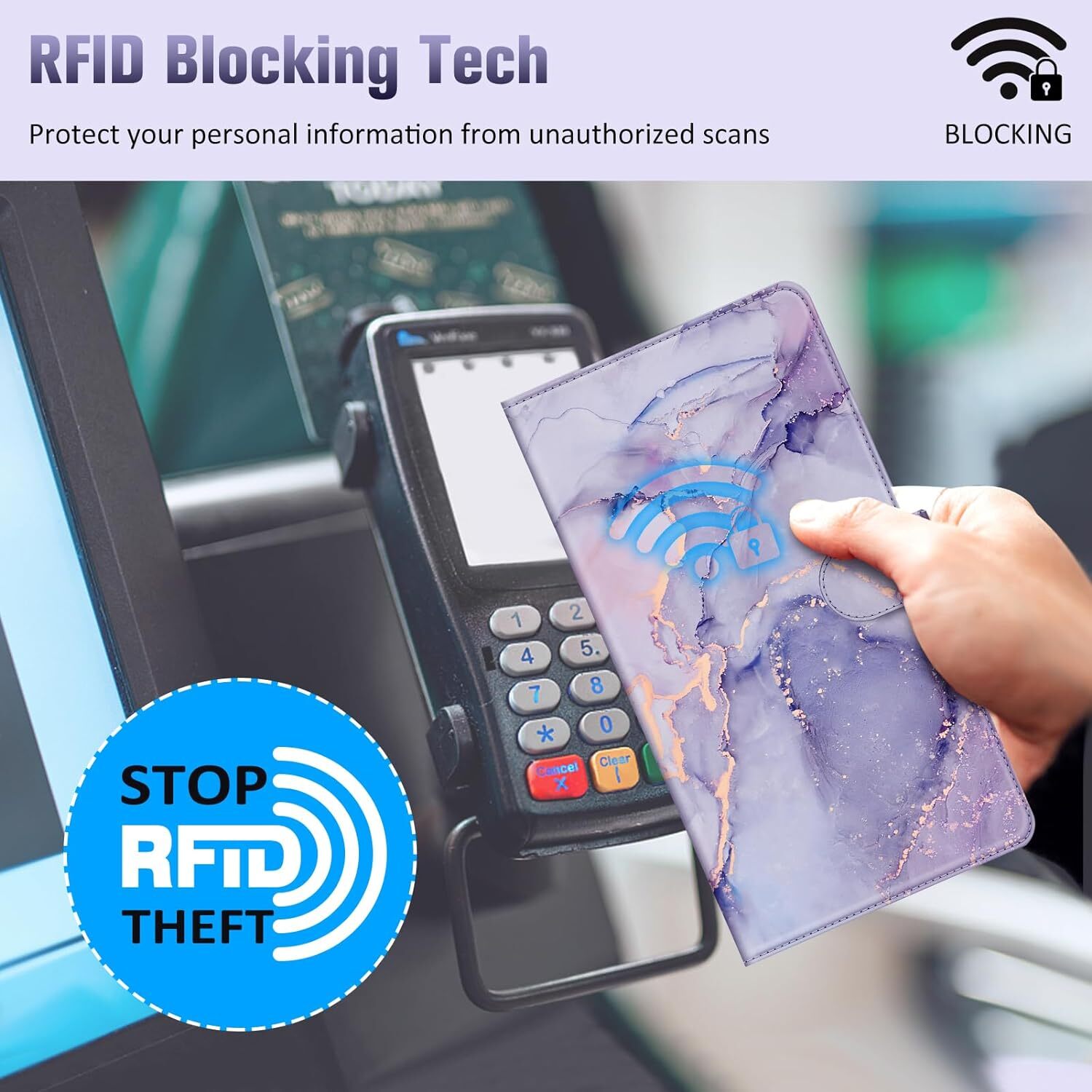 Checkbook Cover for Personal Checkbook RFID Blocking Register Duplicate Checks
