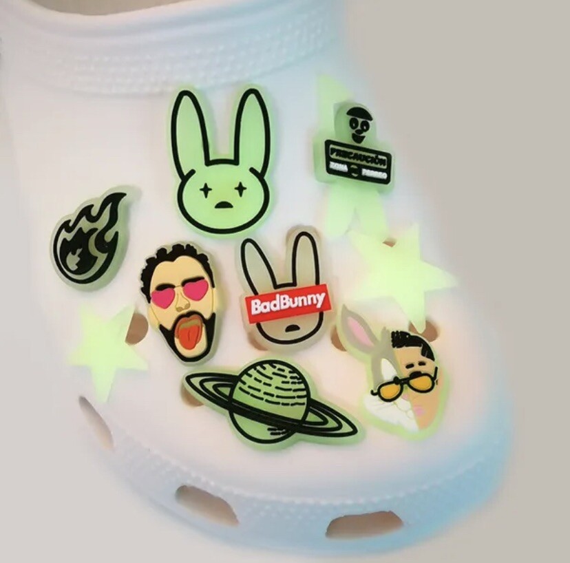 Bad Bunny Glow In The Dark Charm For Crocs Shoe Charms – 14 Pieces