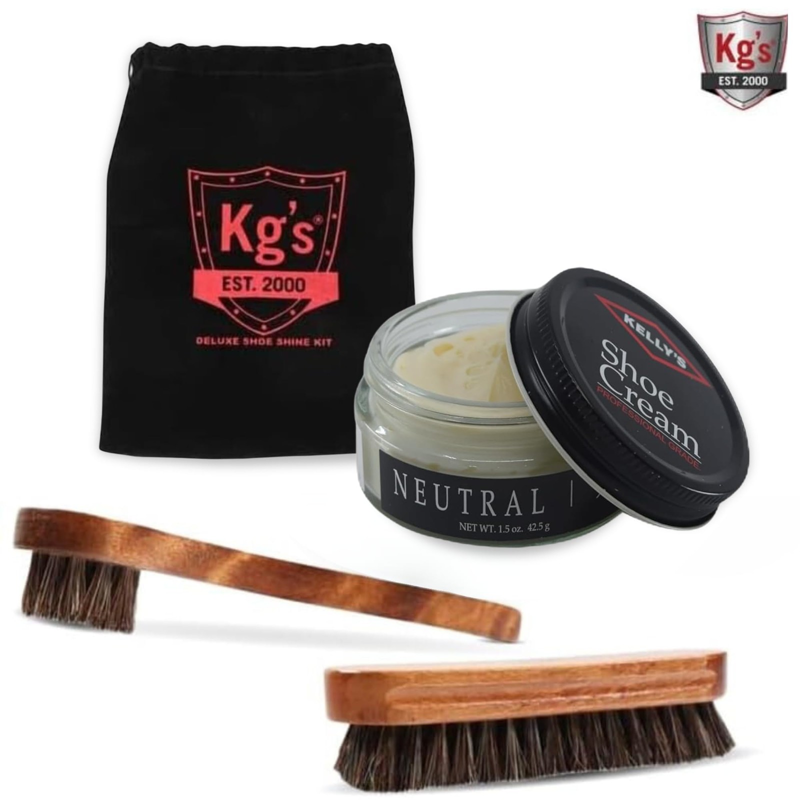 Neutral Polish & Shoe Shine Kit – Includes Neutral Shoe Polish, Horsehair Sho…