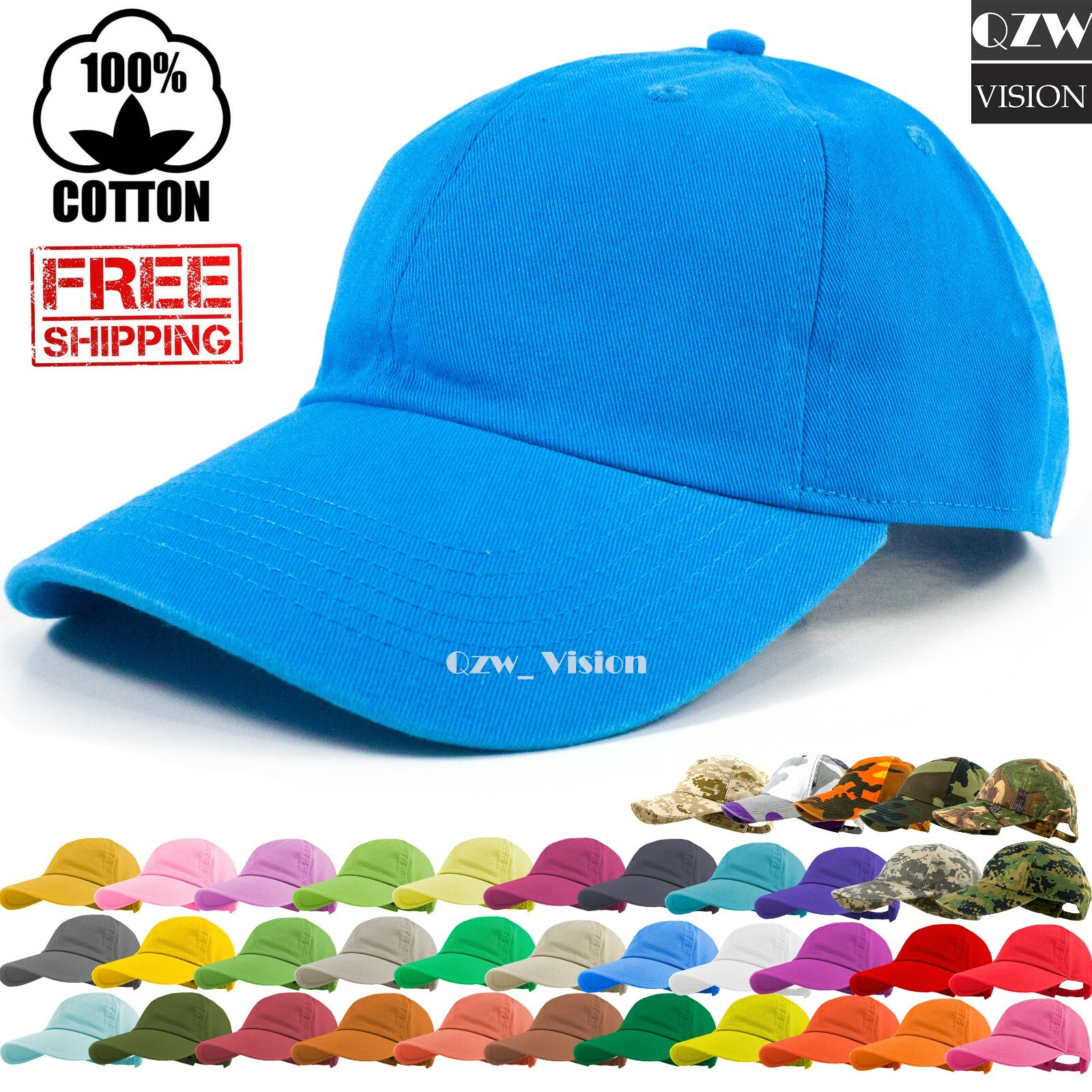 Polo Style Adjustable Plain Solid Washed Cotton Hat Baseball Ball Dad Cap Mens