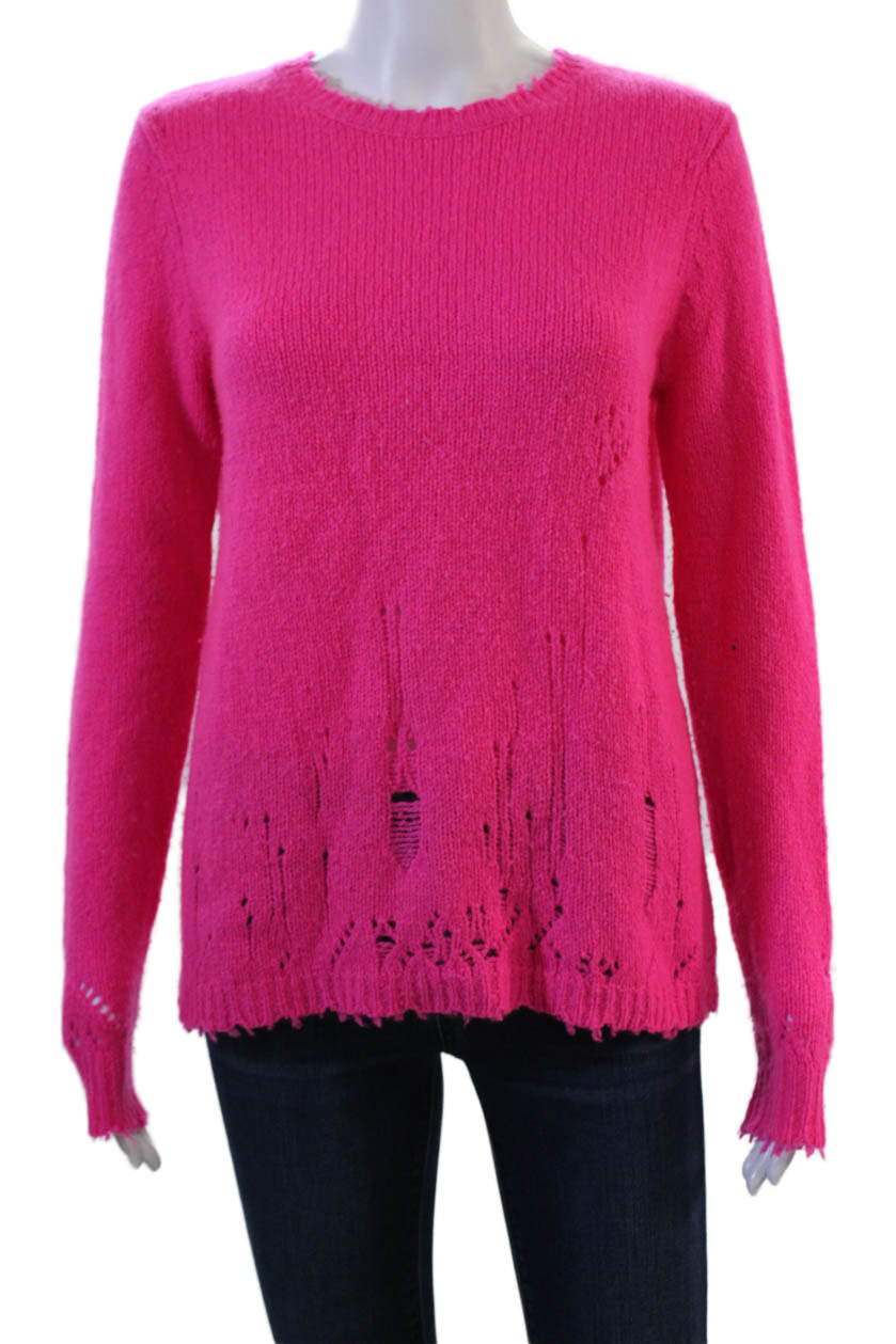 Autumn Cashmere Unisex Pullover Sweater Pink Crew Neck 100% Cashmere Size S