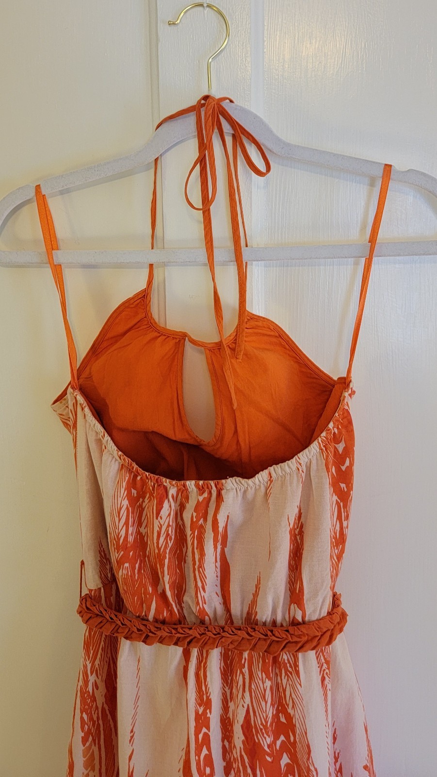 Designer Summer Dress with Belt & Embroidered Hem – Size Small – 100% Cotton