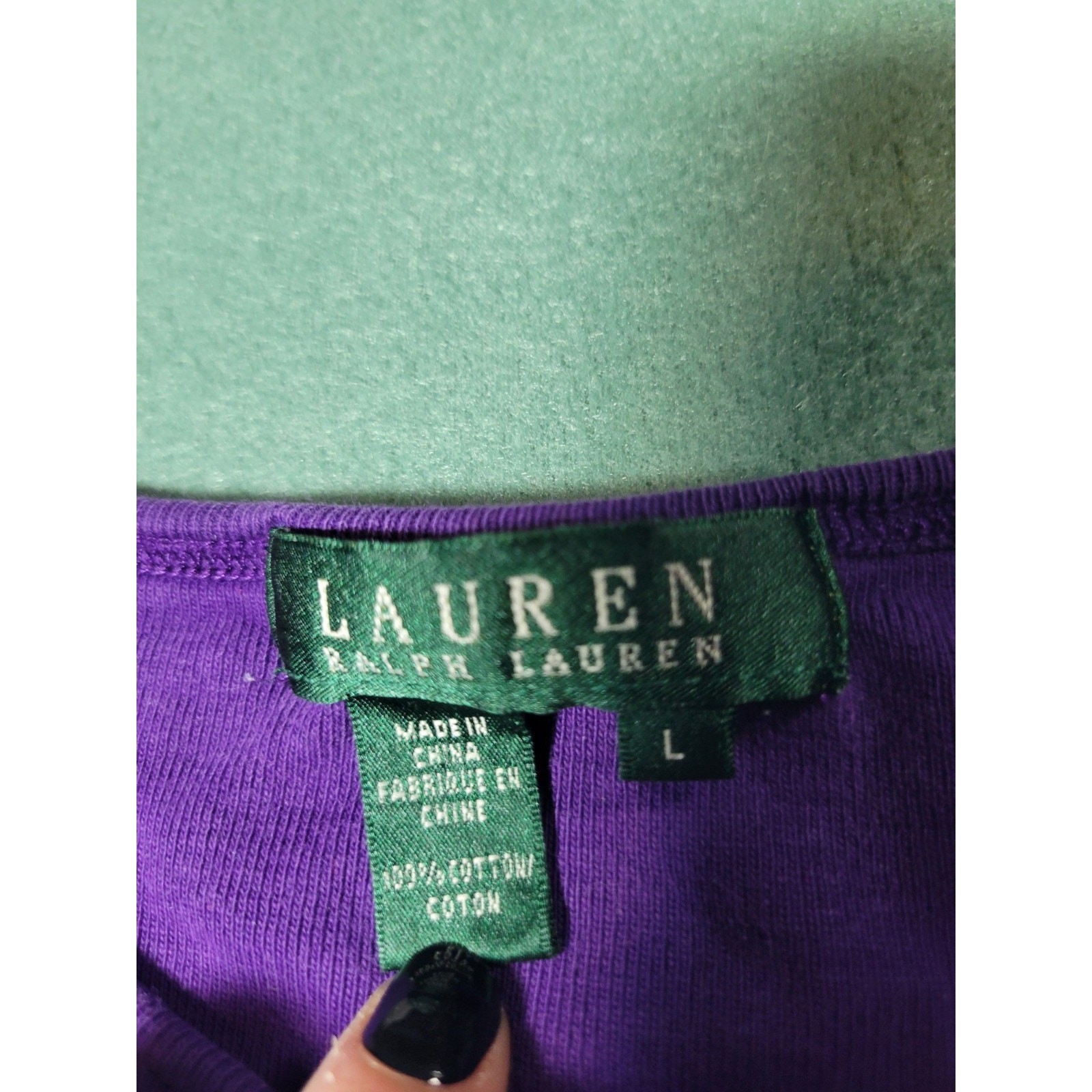 LAUREN RALPH LAUREN LONG SLEEVE PULLOVER SHIRT WITH ARM POCKET SZ L Purple