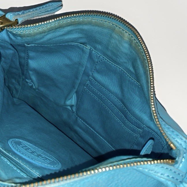 Fossil Teal Tidal Blue Erin Pebble Leather Crossbody Messenger Bag Purse