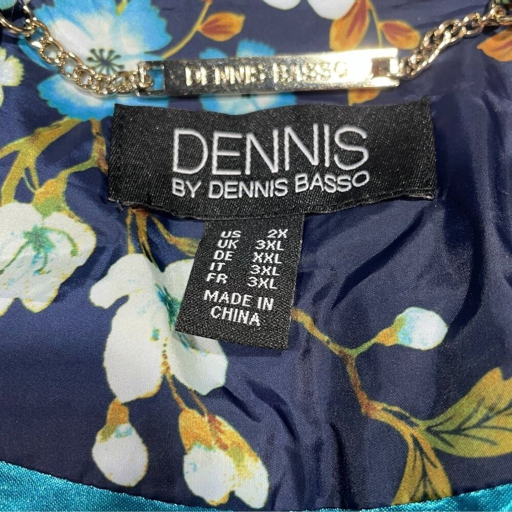 Dennis Basso Floral Quilted Jacket 2X Blue Fall Layering Vintage Grannycore