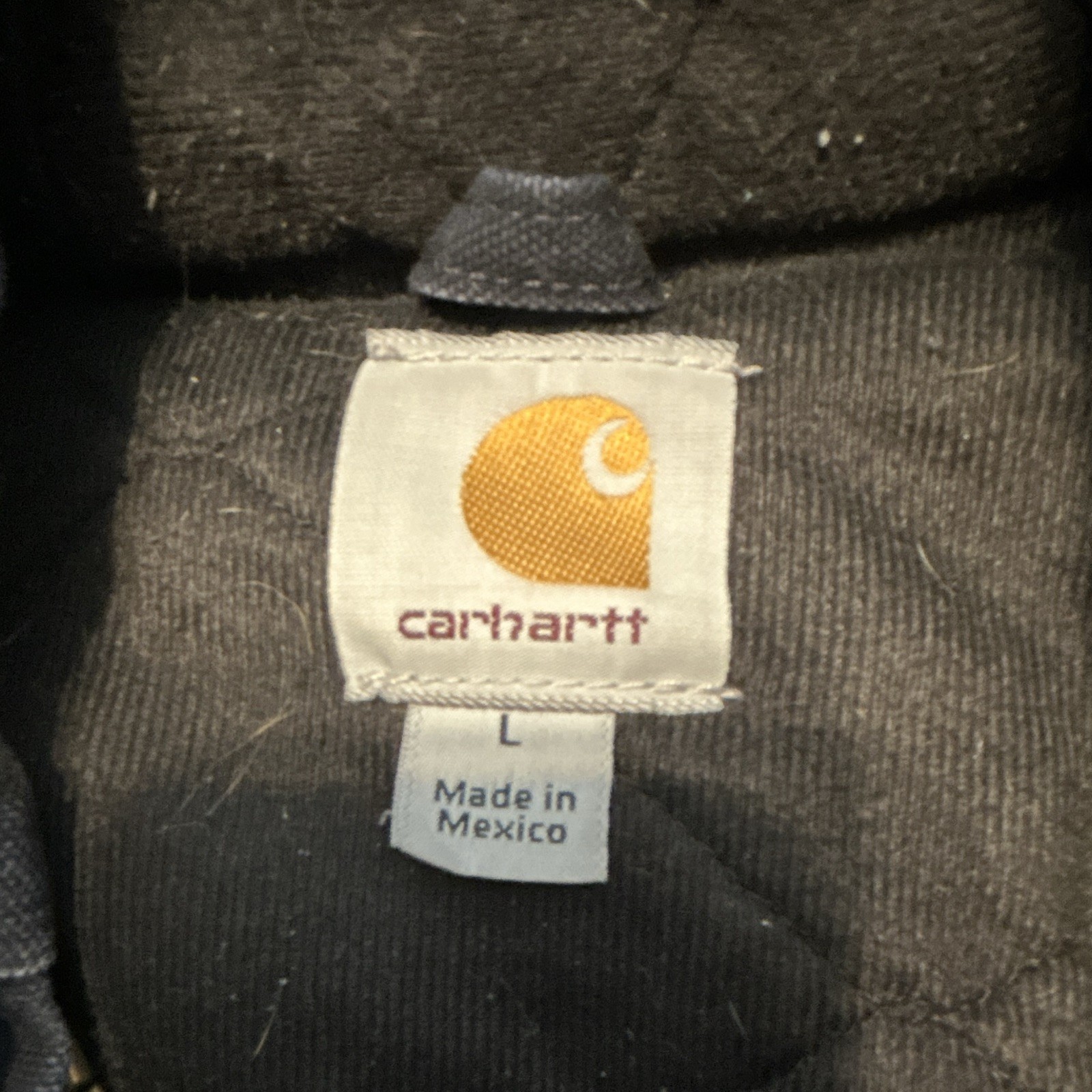 Carhartt J130 MDT Mens L Hooded Zip Jacket Quilted Lined Blue