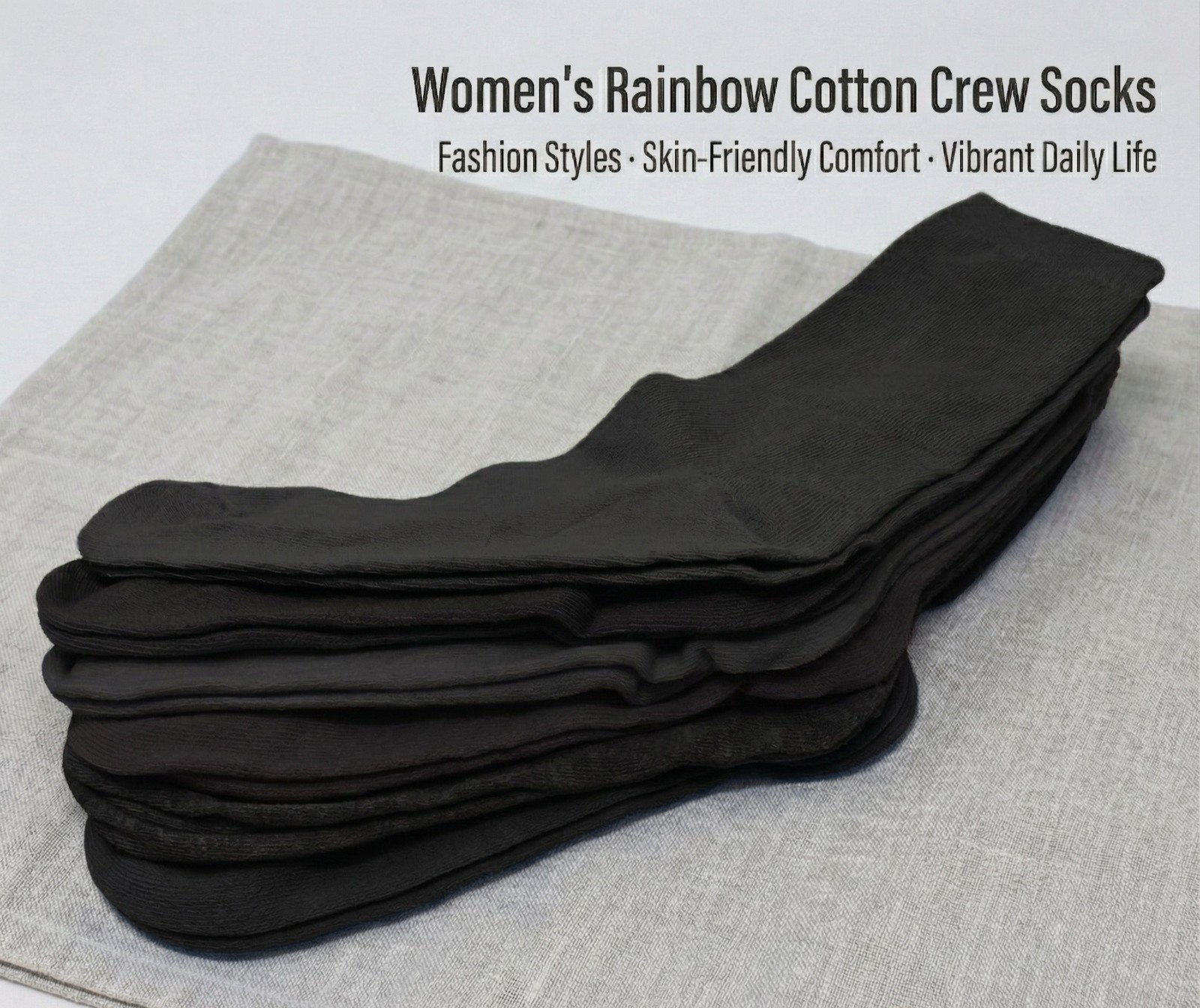 3-12 Pairs Womens Cotton Classic Casual Solid Black Fashion Crew Socks Size 9-11