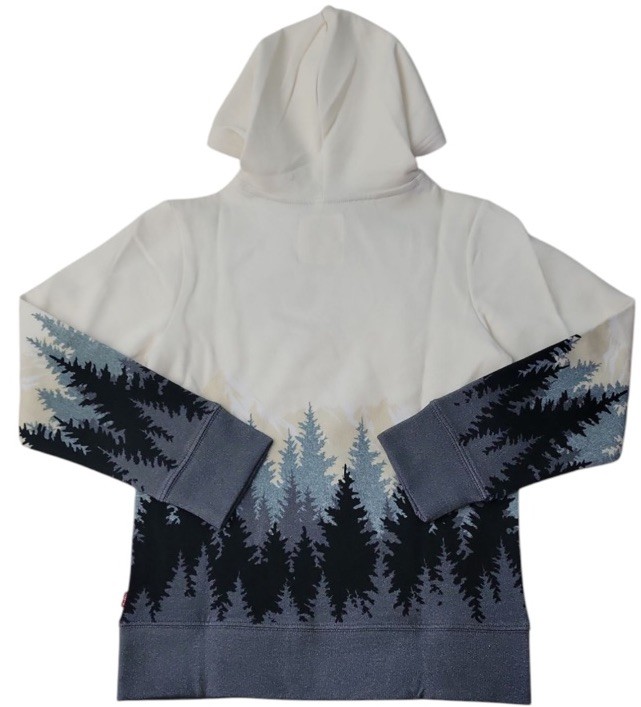 Levi’s Boy’s Hoodie Easy Fit Soft Fleece Size XS (4-5) Dark Shadow Pine Trees