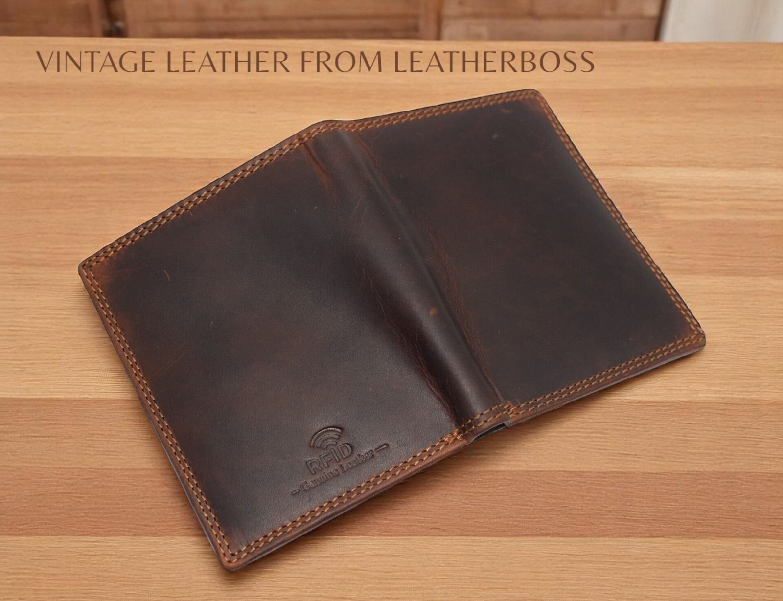 Vintage Leather Mens Slim Bifold Wallet RFID Blocking Credit Card Holder Wallets