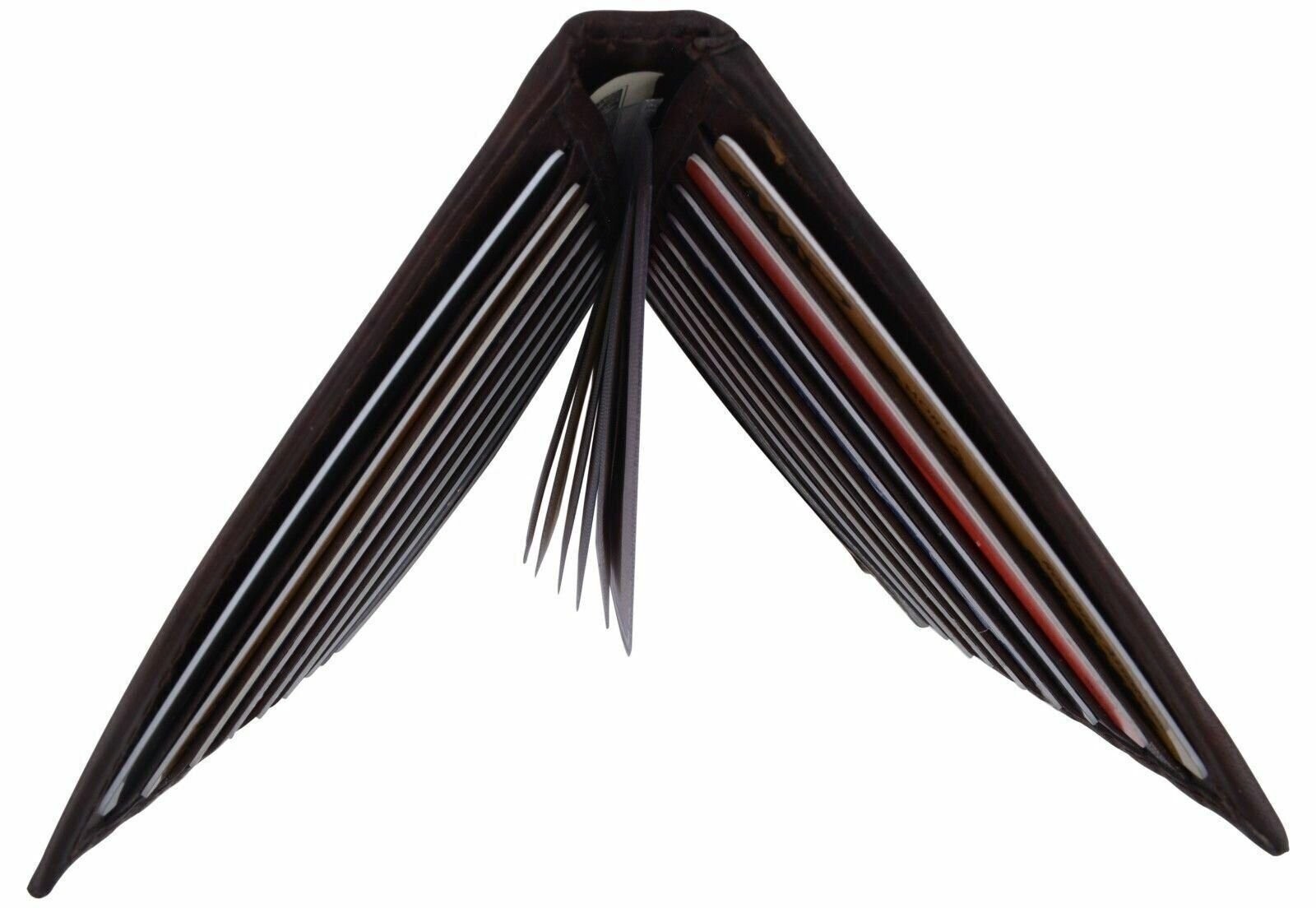 Genuine Leather Credit Card Holder Wallet 19 Card Slots + 1 ID Window