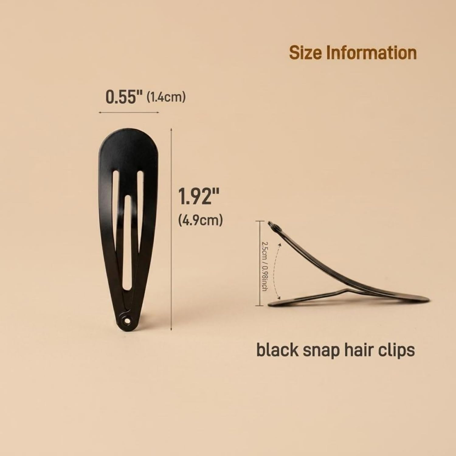 40 Pack Black 2 Inch Barrettes Women Metal Snap Hair Clips Accessories