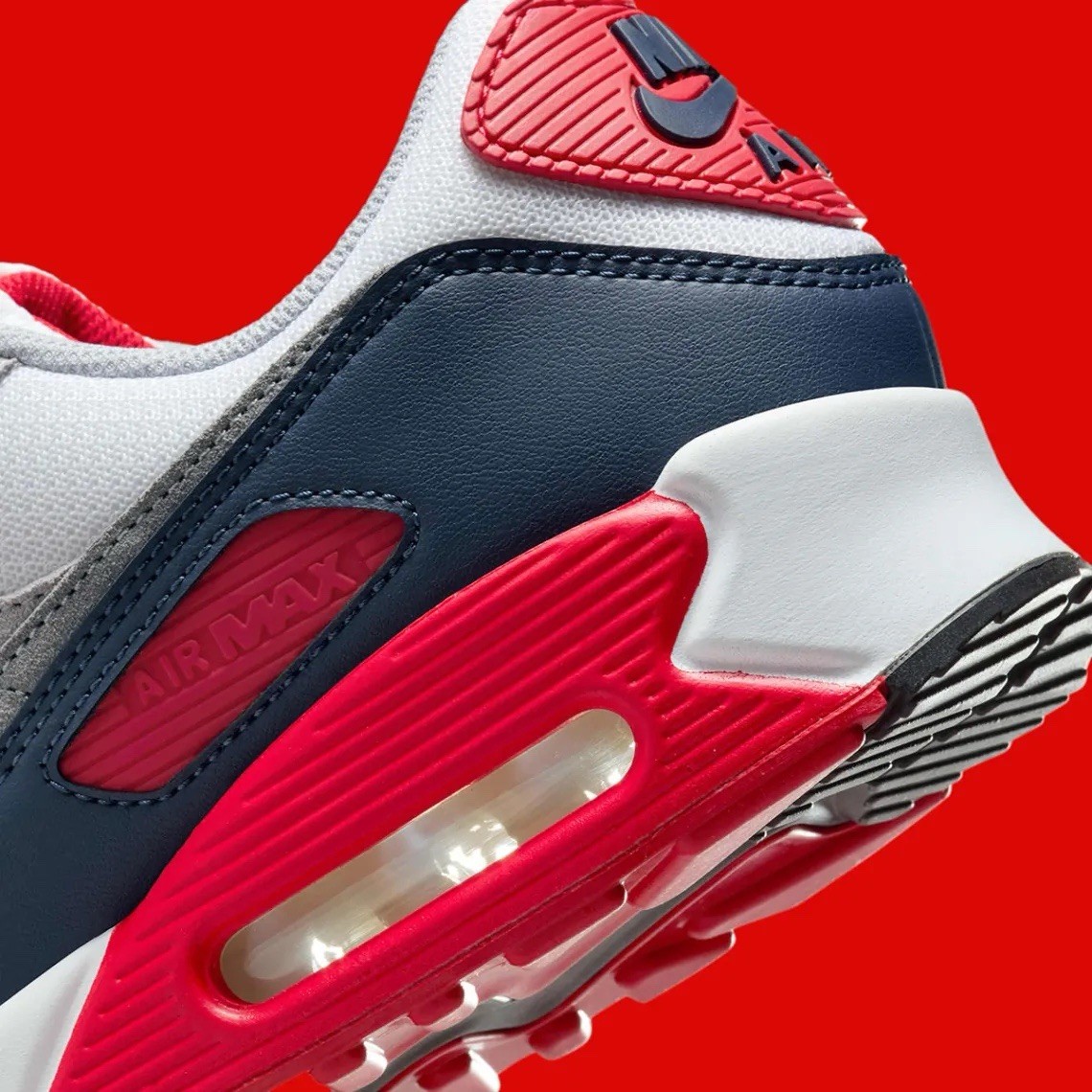 Nike Air Max 90 Cool Grey University Red USA Running Shoes DM0029-117 Men’s NEW