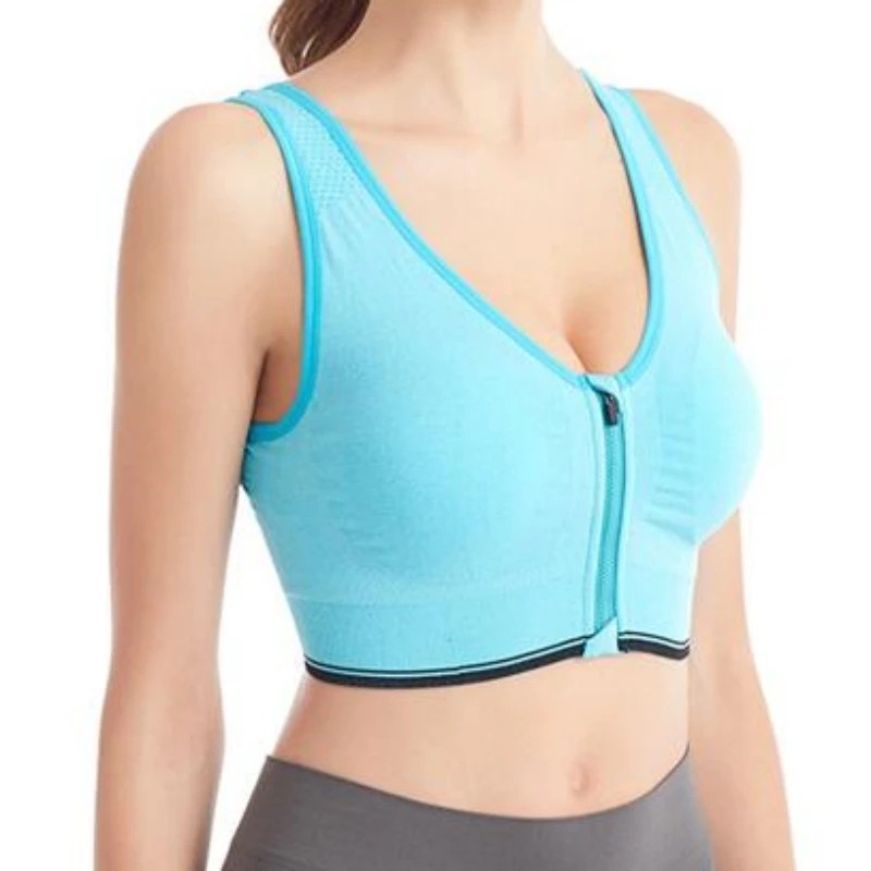 Sports Bra Women High Impact Running Yoga Workout Bra Zip Front Closure M/L/XL