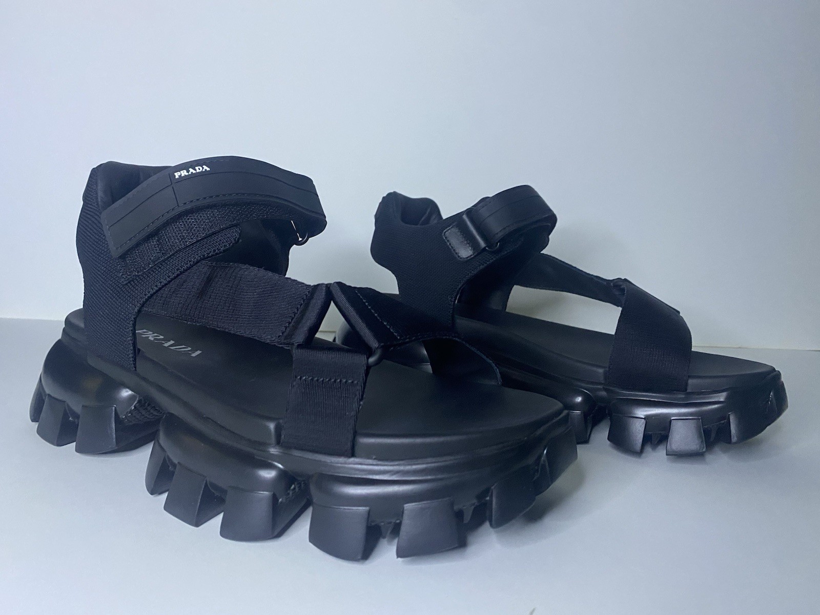 Men’s Size 10 US (9 UK) PRADA Lug-Sole Sport Sandals New In Box Black