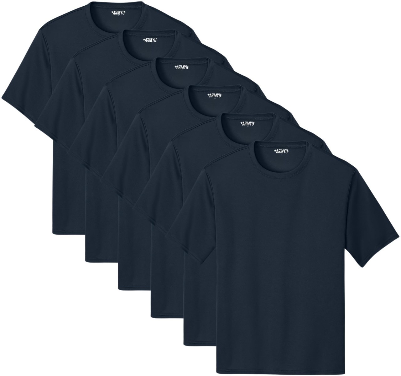 Solid Performance Military T-Shirts 100% Polyester Moisture Wicking Tee, 6-Pack