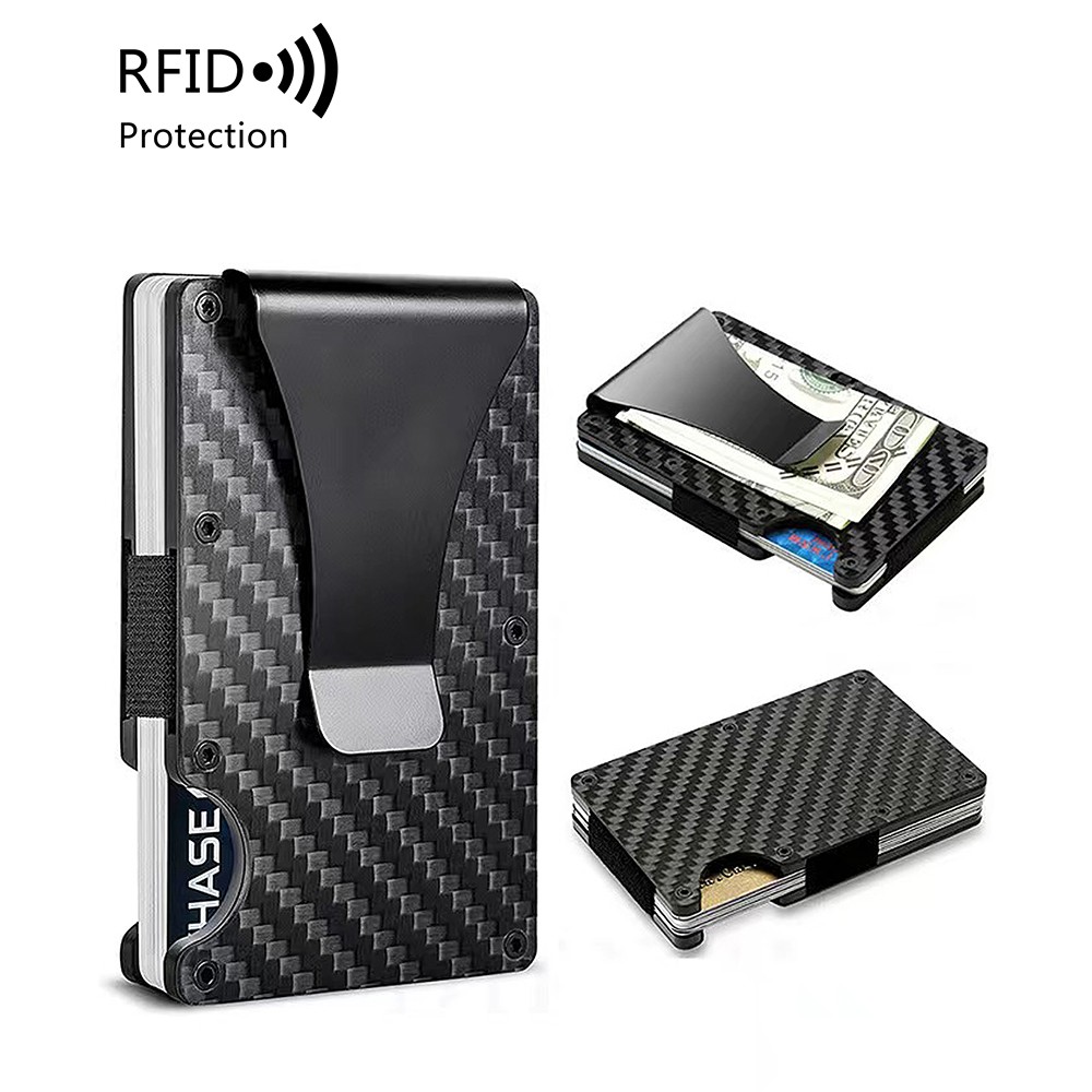 ST Men’s Slim Money Clip Carbon Fiber Wallet ID Credit Card Holder