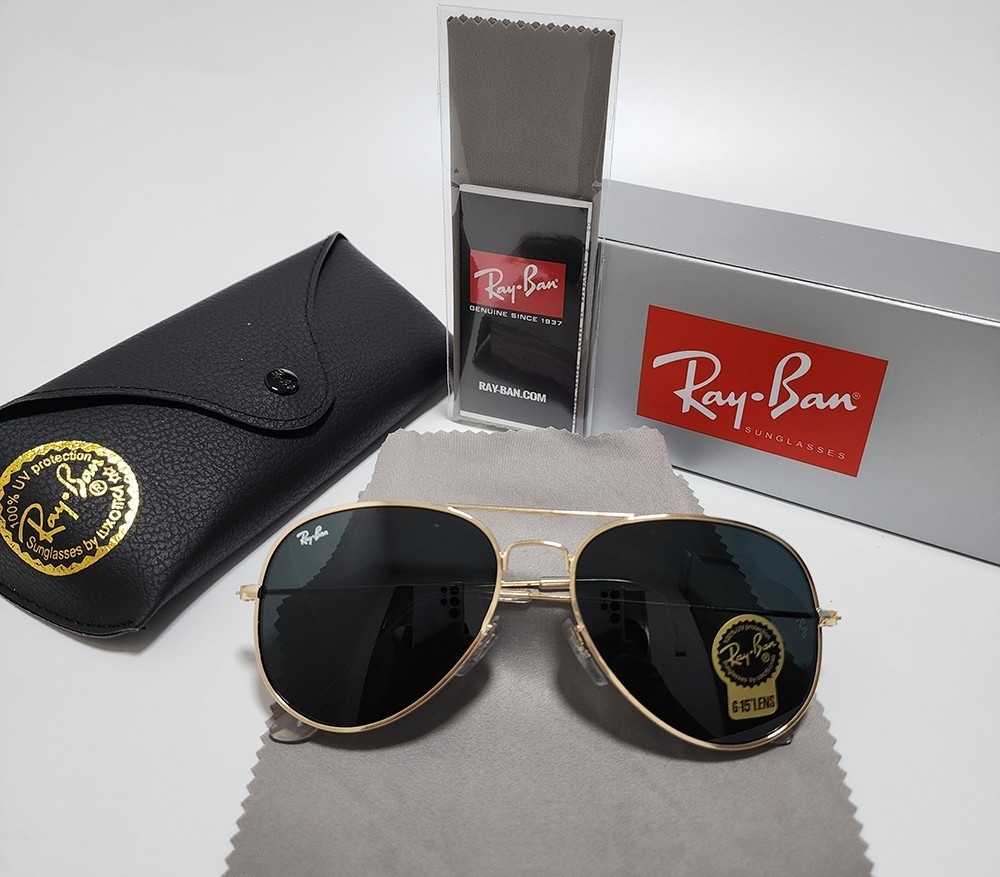 Ray-Ban RB3025 Aviator Sunglasses Gold Frame Gray Glass Lens 58mm UV400