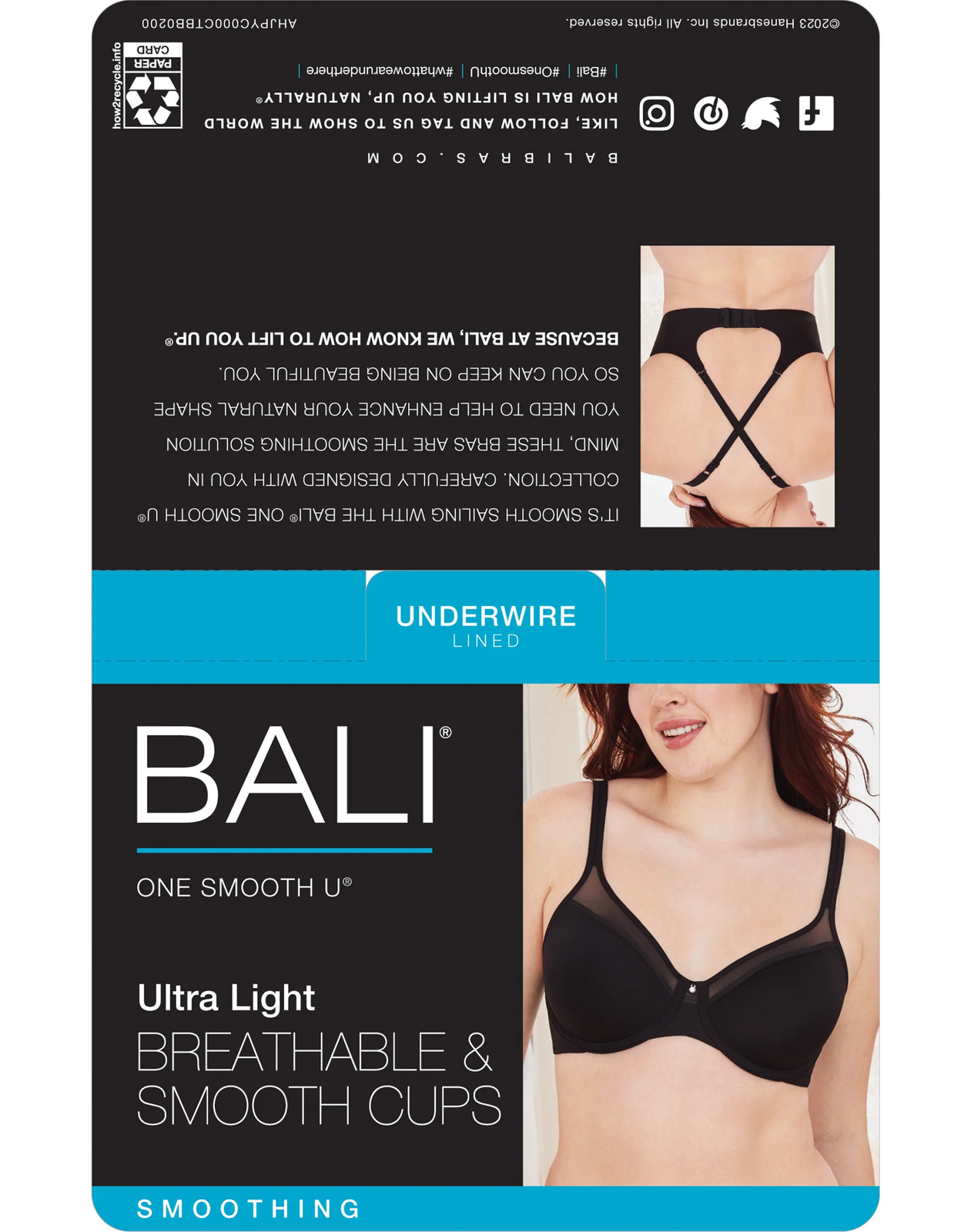Bali Underwire Bra One Smooth U Ultra Light Illusion Neckline Convertible Women