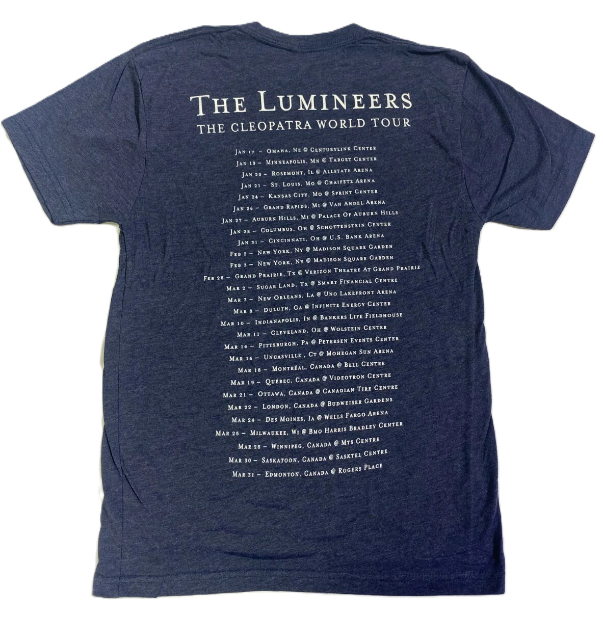The Lumineers CLEOPATRA WORLD TOUR T-SHIRT ORIGINAL OFFICIAL MERCHANDISE NEW!!