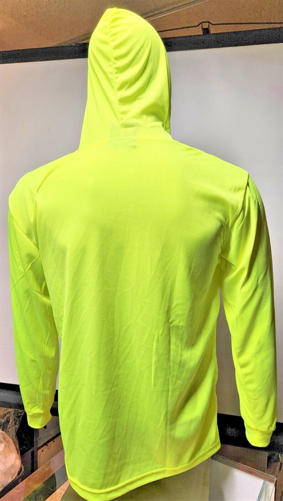 Yellow Long Sleeve Safety Shirt With Hoodie, Quick Dry Polyester Birdeye mesh