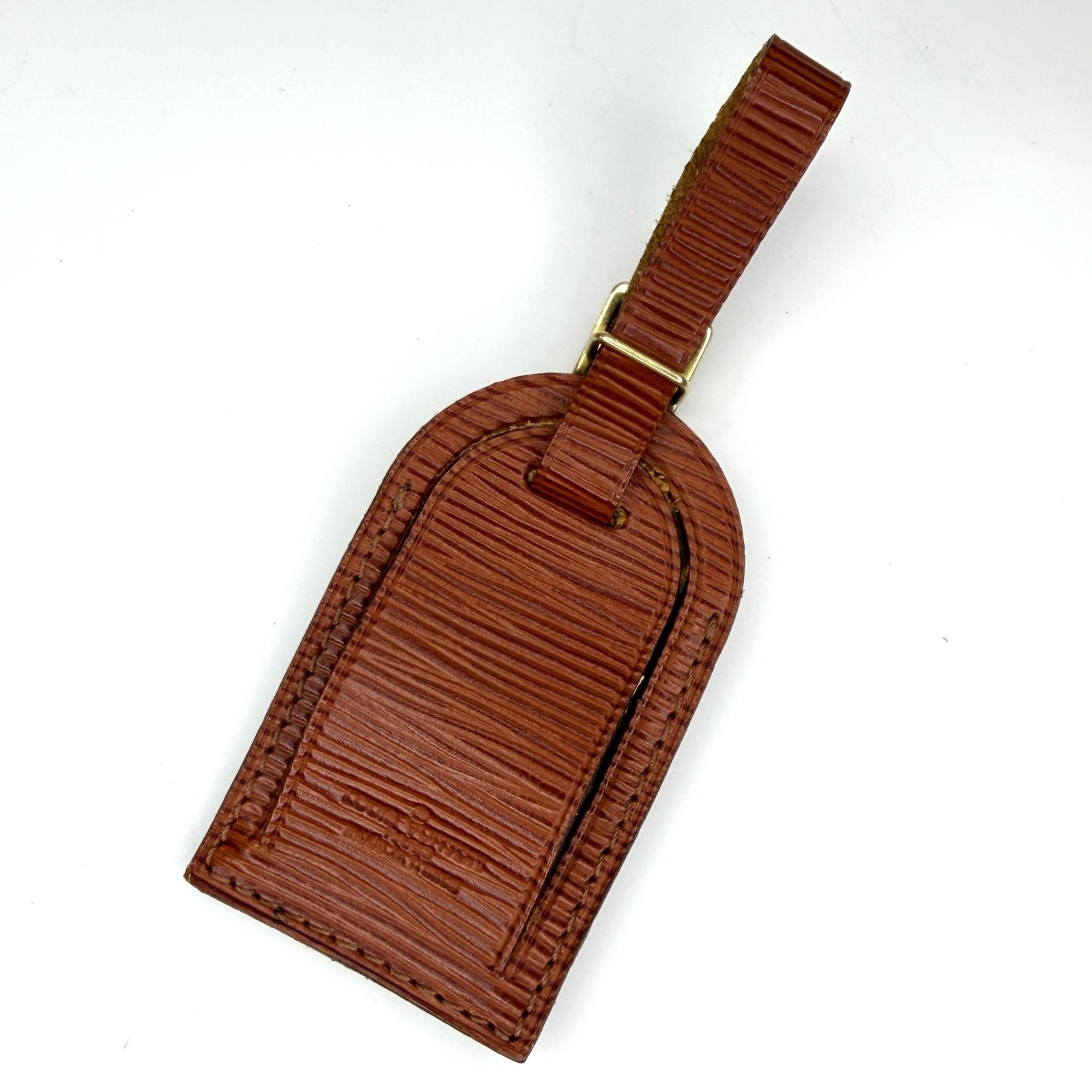 Authent Louis Vuitton Epi Brown Leather Luggage Name Tag & Poignet Used Japan