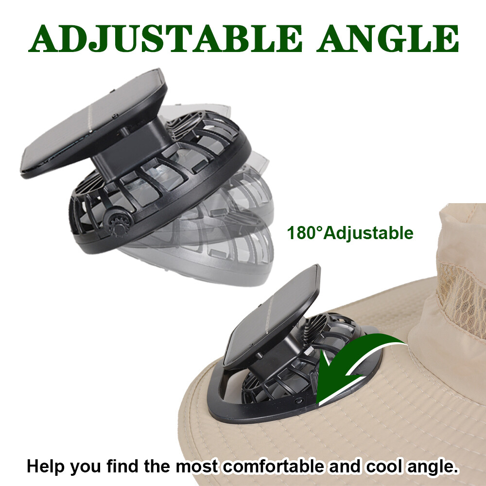 Wide Brim Sun Hat with Fan Solar & USB Powered UV Protection for Camping Fishing