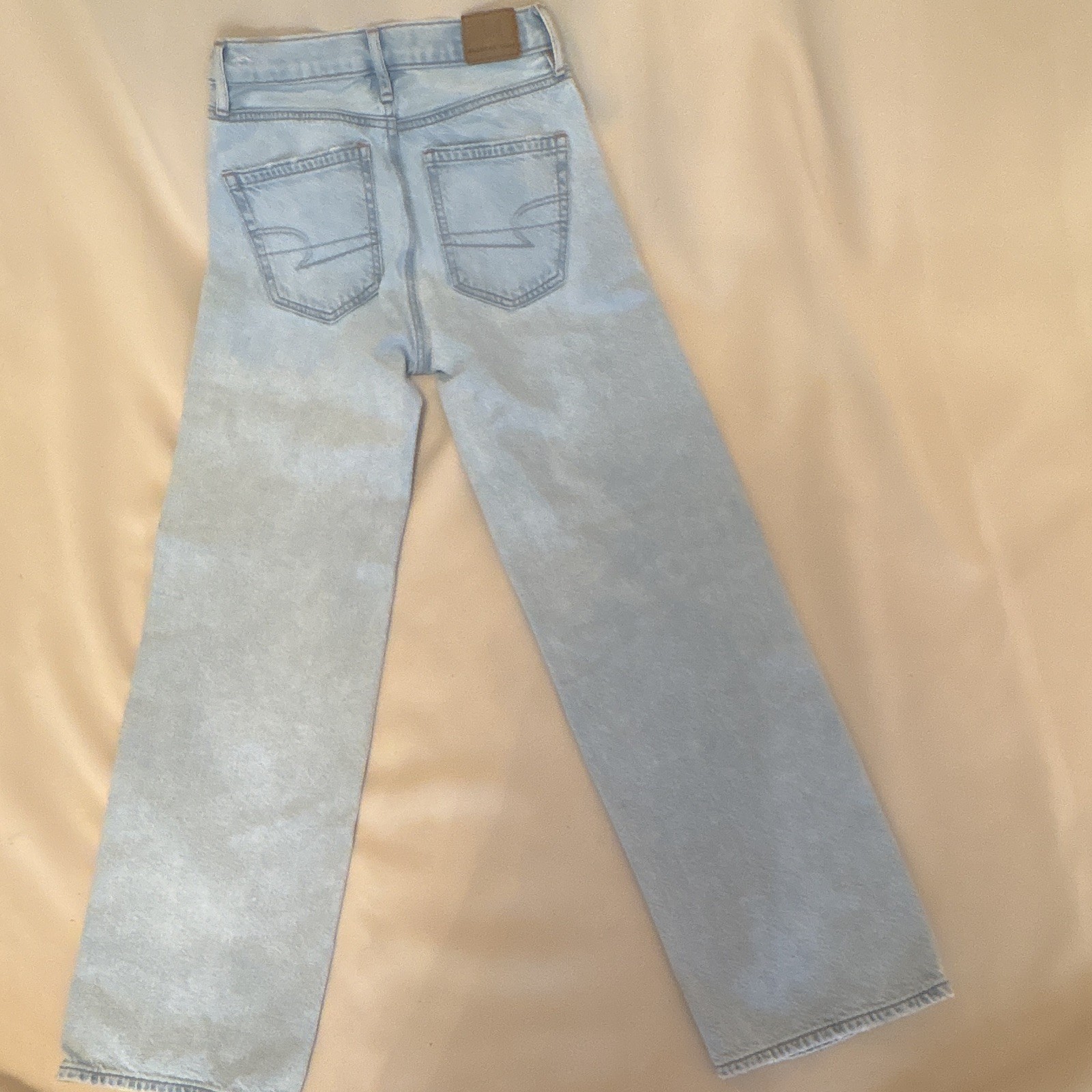 American Eagle Women’s Straight Light Wash Blue Cotton Denim Jeans 5-Pocket