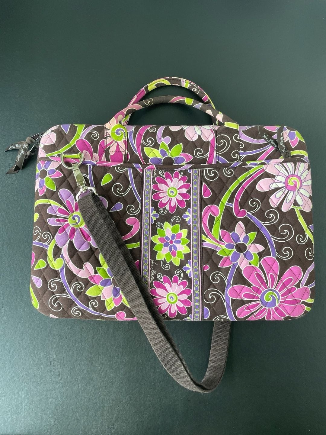 Vera Bradley Quilted Floral Laptop Computer Bag with Shoulder Strap