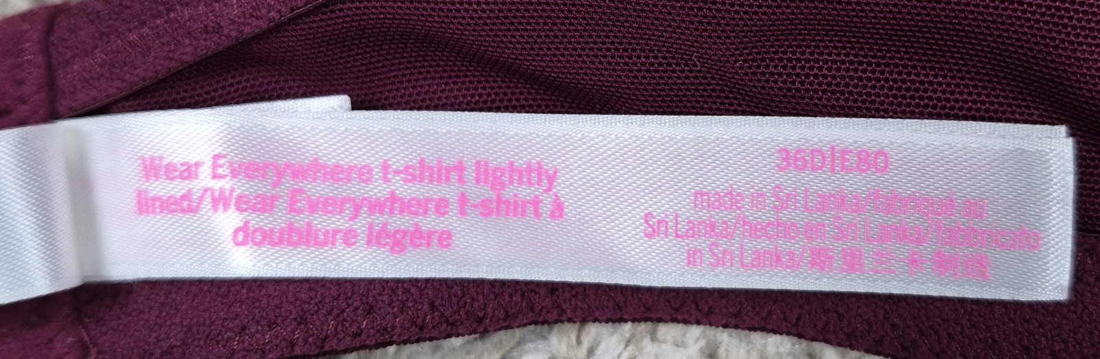 Pink Victorias Secret Wear Everywhere Tshirt Lightly Linend Bra Womens 36D