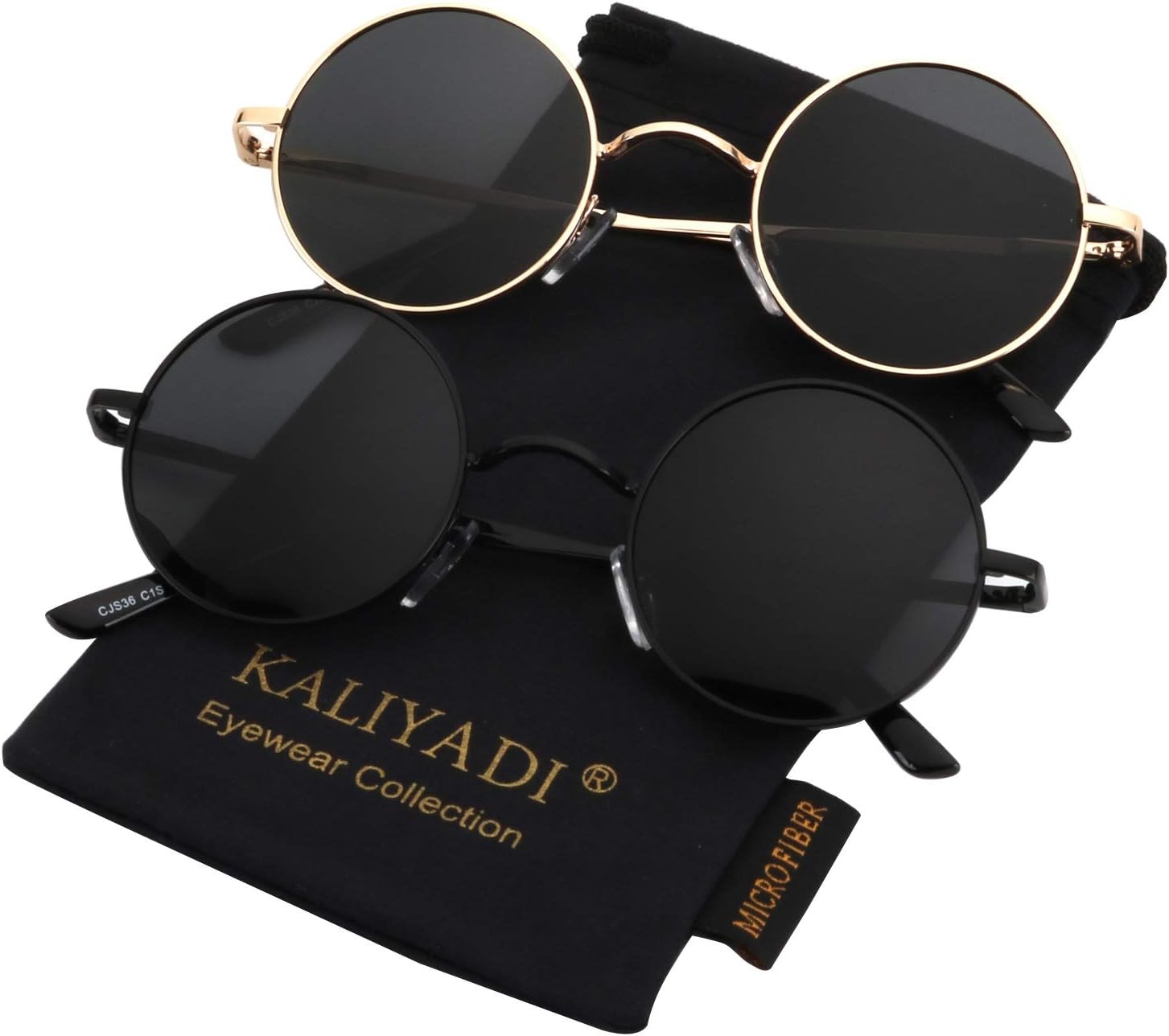KALIYADI Round Polarized Sunglasses for Men Women Retro Metal Hippie Circle Styl