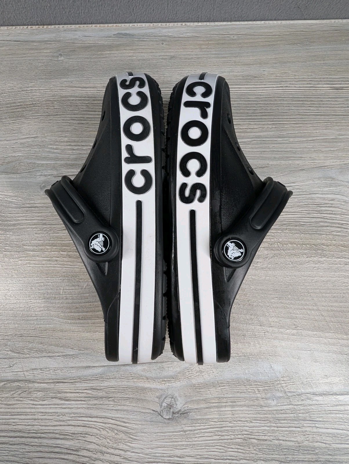 Crocs Unisex M6 W8 Black White Bayaband Clogs Slip On Comfort Shoes New