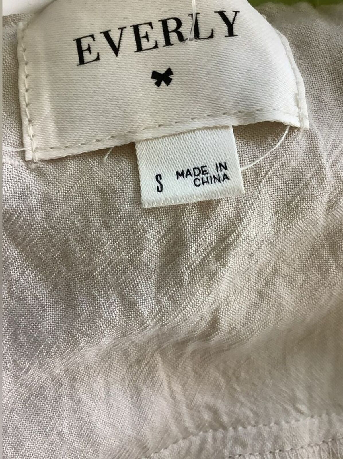 EVERLY Linen Blend Natural Oatmeal Shade Thin Adjustable Strap Dress (Size S)