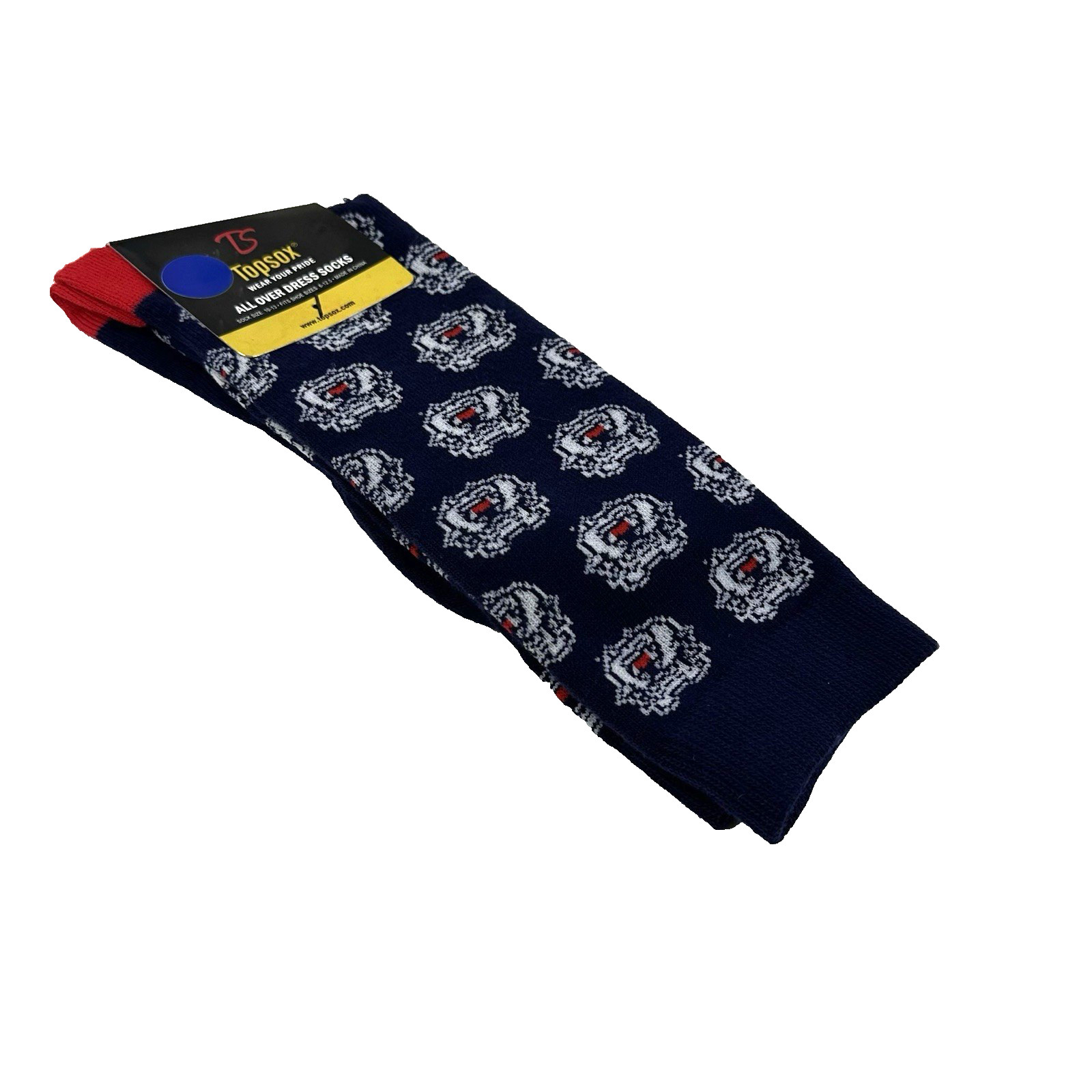 Topsox Adult Blue Polyester Crew Cushion All Over Bulldog Dress Socks Sz 6-12.5