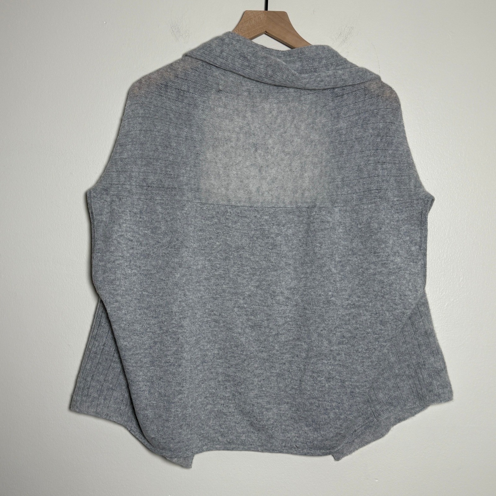 Ovcio 100% Cashmere Heather Gray Open Front Wrap Cardigan Vest Lightweight