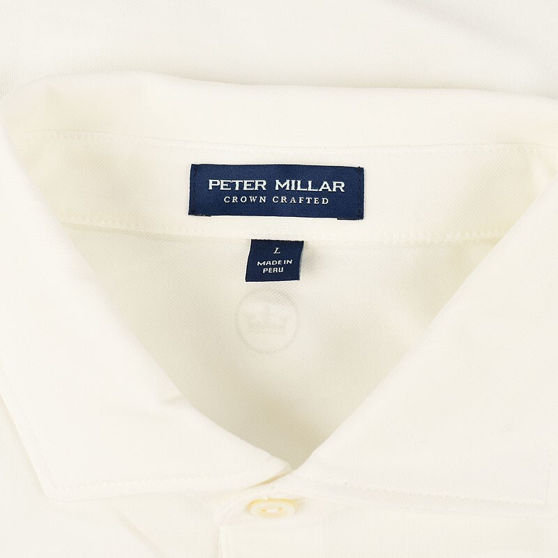 PETER MILLAR CROWN White ALBATROSS Pique Cotton Blend Polo Shirt LARGE NWT